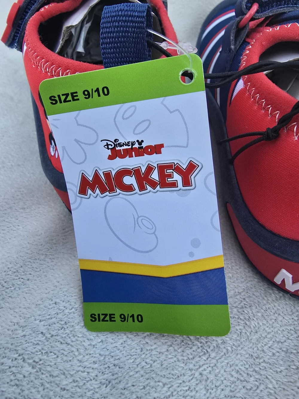 Disney Mickey Mouse Junior Kids SZ 9 10 Water Shoes Red White & Blue Striped NWT